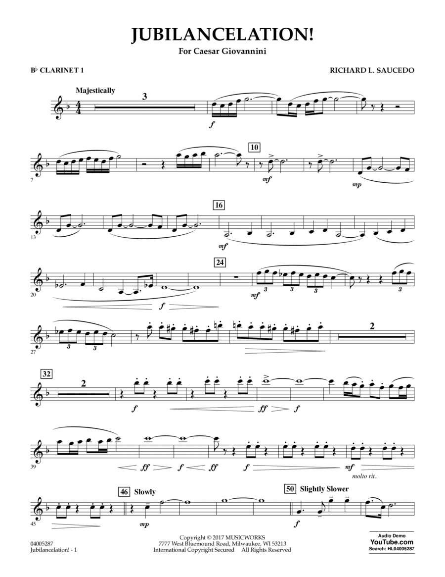 Jubilancelation! - Bb Clarinet 1 B-Flat Clarinet scores gallery preview page 1