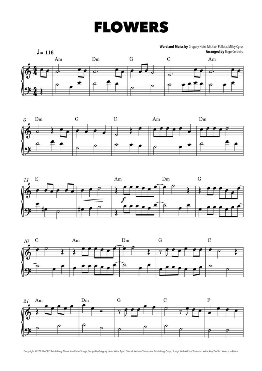 Flowers Easy Piano scores gallery preview page 1