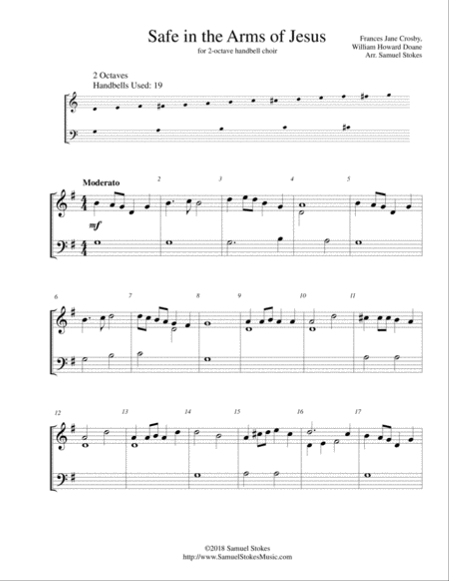 Safe in the Arms of Jesus - for 2-octave handbell choir 2-Octaves scores gallery preview page 1