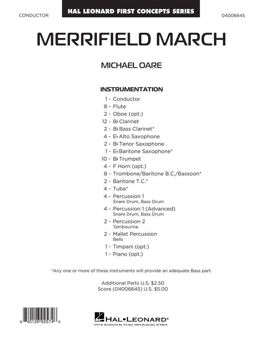 Merrifield March - Conductor Score (Full Score) Concert Band scores gallery preview page 1