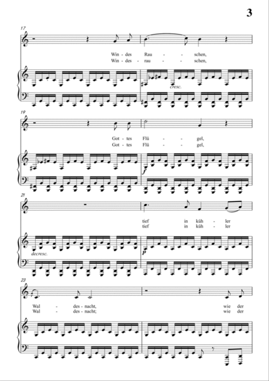 Schubert-Waldes-Nacht in C for Vocal and Piano Voice scores gallery preview page 4
