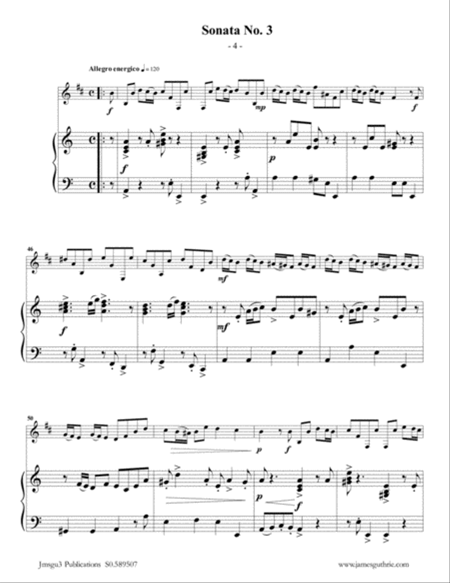 Vivaldi: Sonata No. 3 for Clarinet & Piano Clarinet Solo scores gallery preview page 4