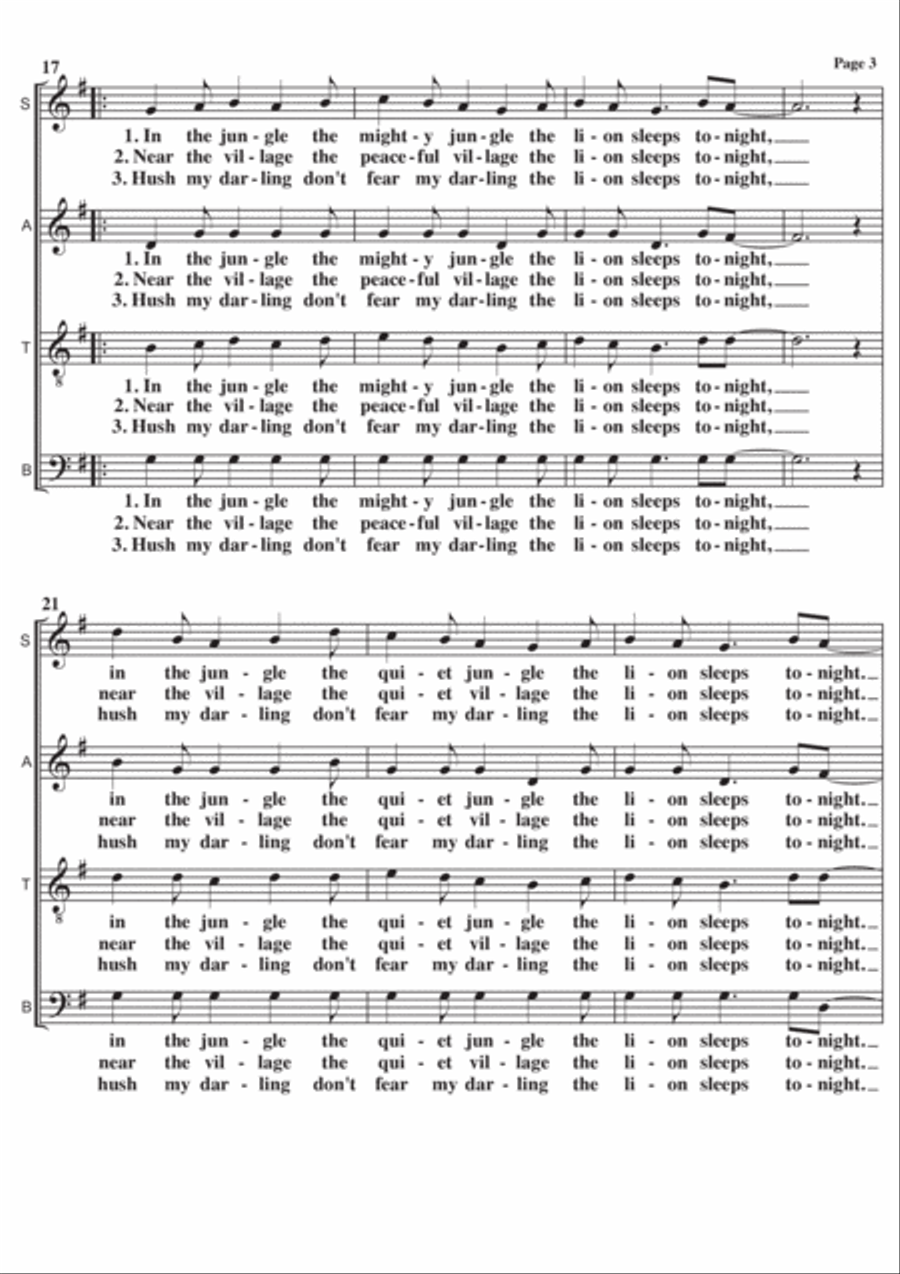 The Lion Sleeps Tonight The Lion Sleeps Tonight Divisi scores gallery preview page 3