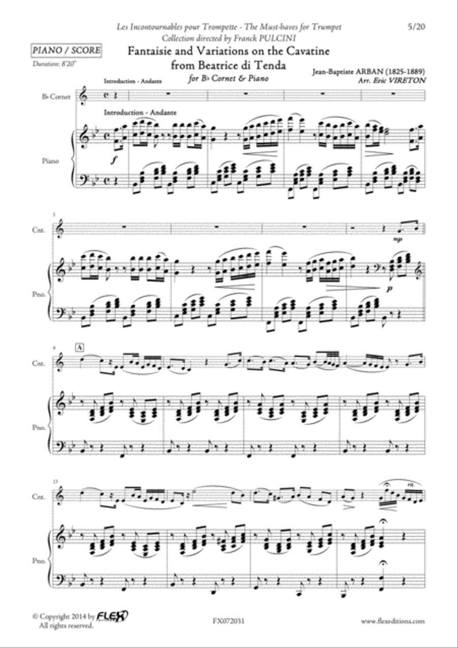 Fantaisie and Variations on the Cavatina from Beatrice di Tenda Cornet scores gallery preview page 5
