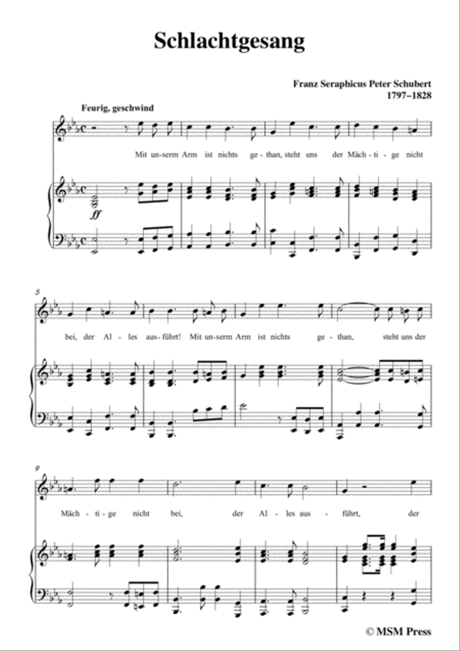 Schubert-Schlachtgesang,in E flat Major,for Voice&Piano Piano, Vocal scores gallery preview page 3