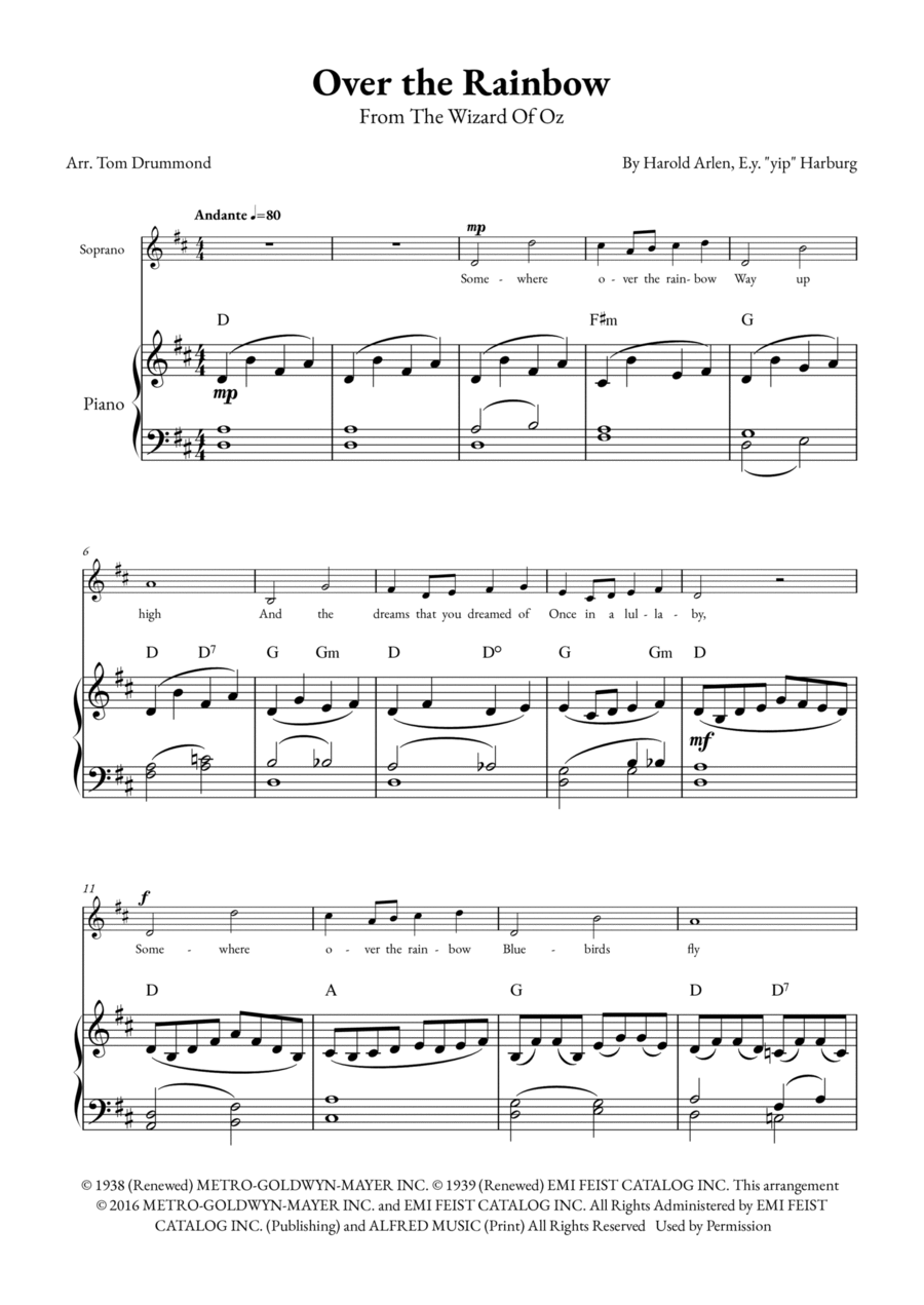 Over The Rainbow Voice scores gallery preview page 1