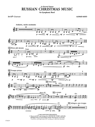 Book cover for Russian Christmas Music: 3rd B-flat Clarinet