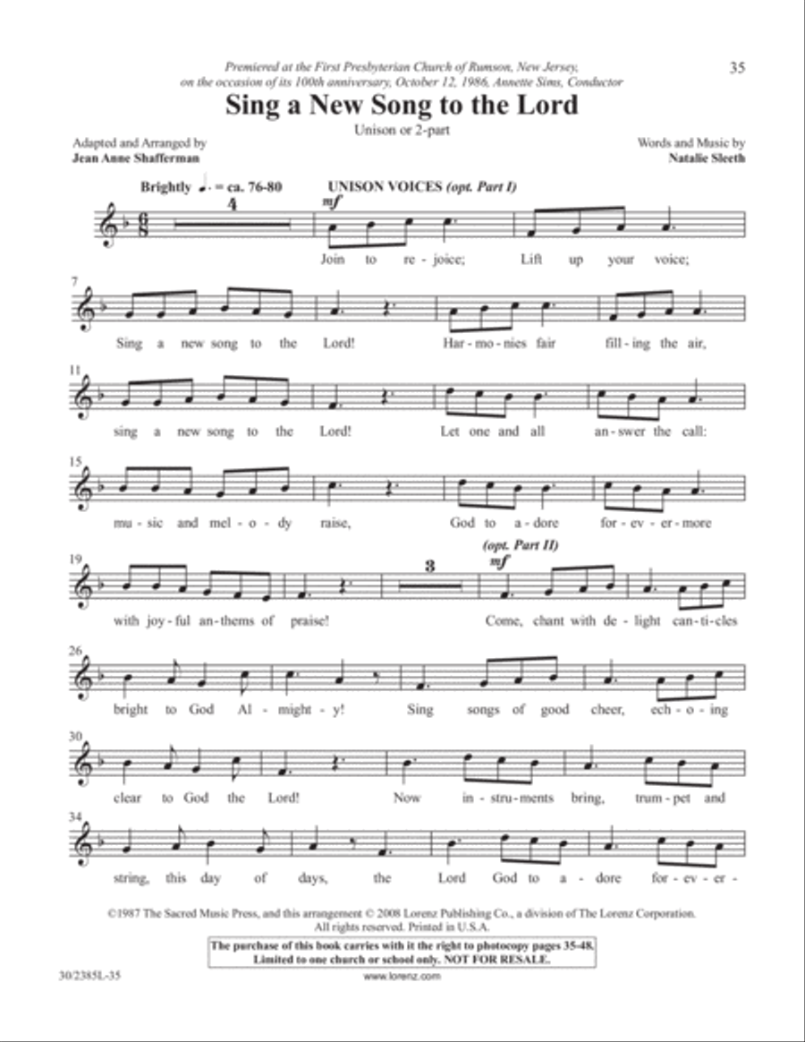 Simply Natalie Sleeth Unison Choir scores gallery preview page 36