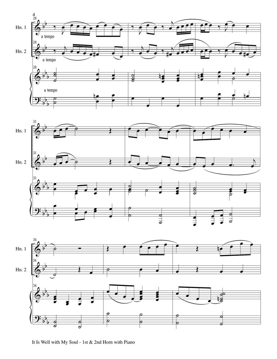 IT IS WELL WITH MY SOUL (Trio - French Horn 1 & 2, and Piano with Score and Parts) Brass Trio scores gallery preview page 4