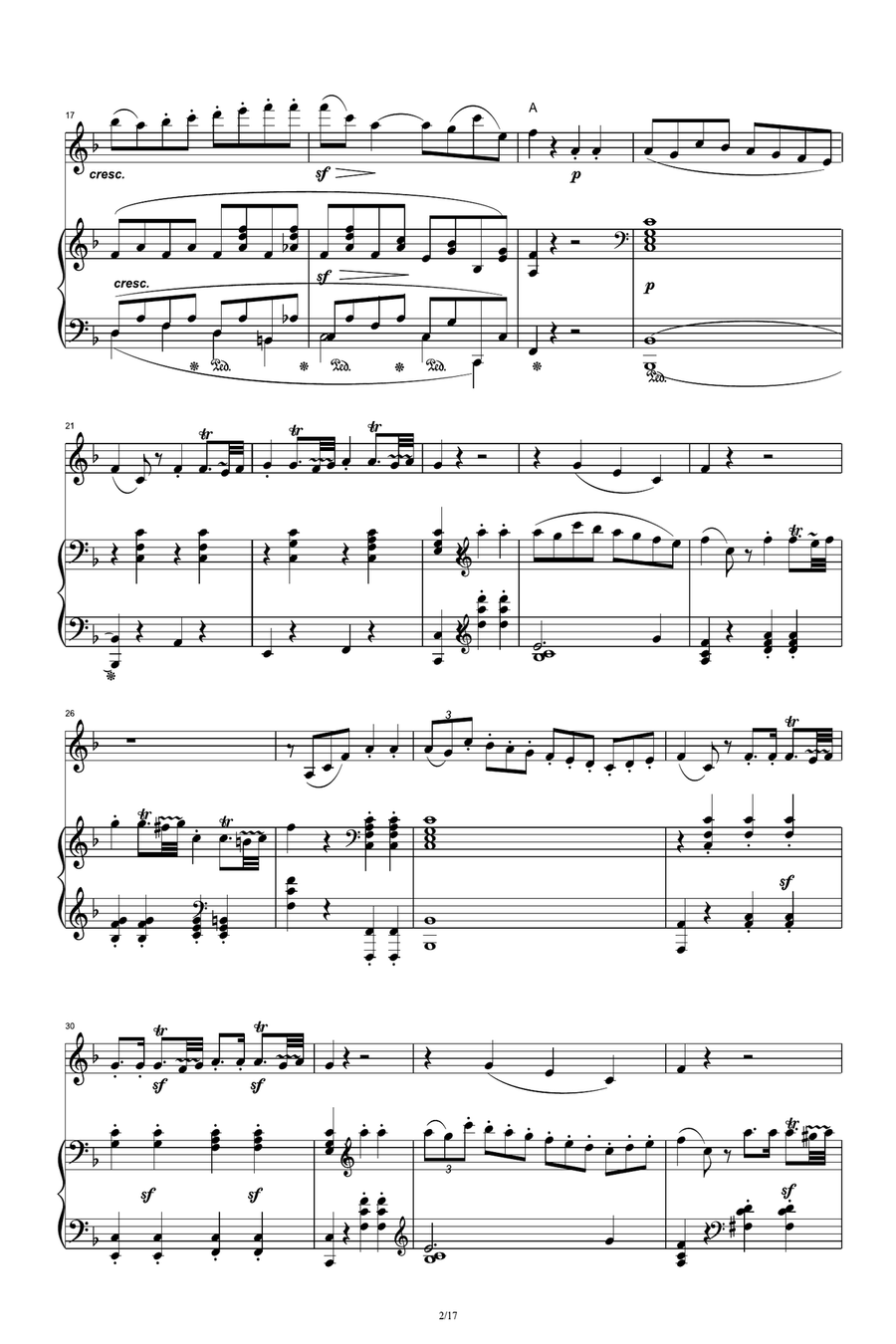 Sonata for Violin and Piano No. 5 in F major, Op. 24 'Spring':IV. Rondo. Allegro ma non troppo String Duet scores gallery preview page 2