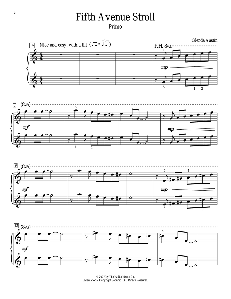 Fifth Avenue Stroll Piano Duet scores gallery preview page 2