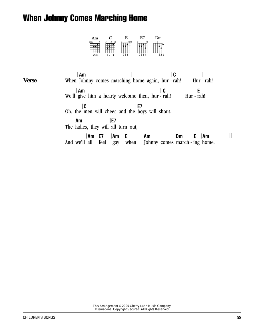 When Johnny Comes Marching Home Guitar scores gallery preview page 1
