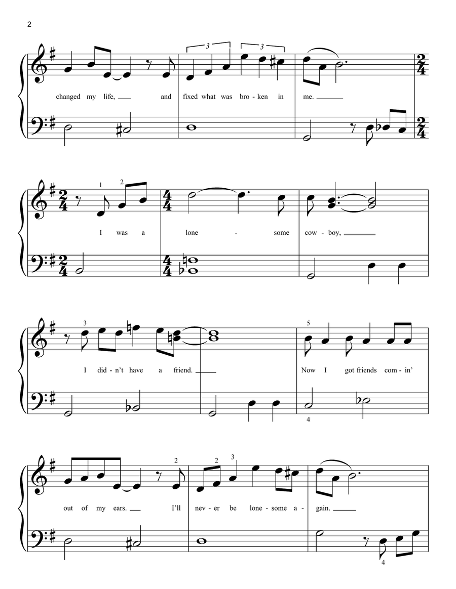 The Ballad Of The Lonesome Cowboy (from Toy Story 4) Easy Piano scores gallery preview page 2