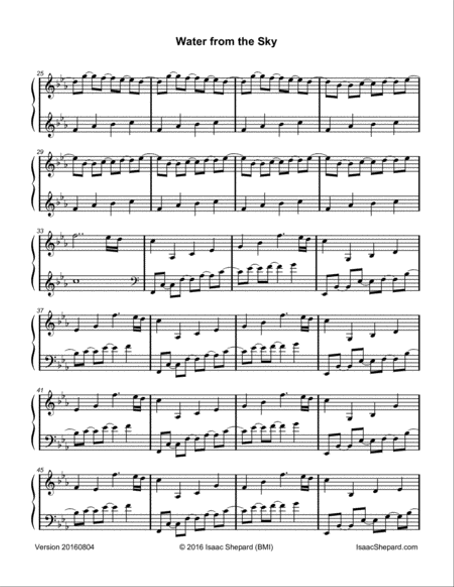 Water from the Sky Piano Solo scores gallery preview page 3