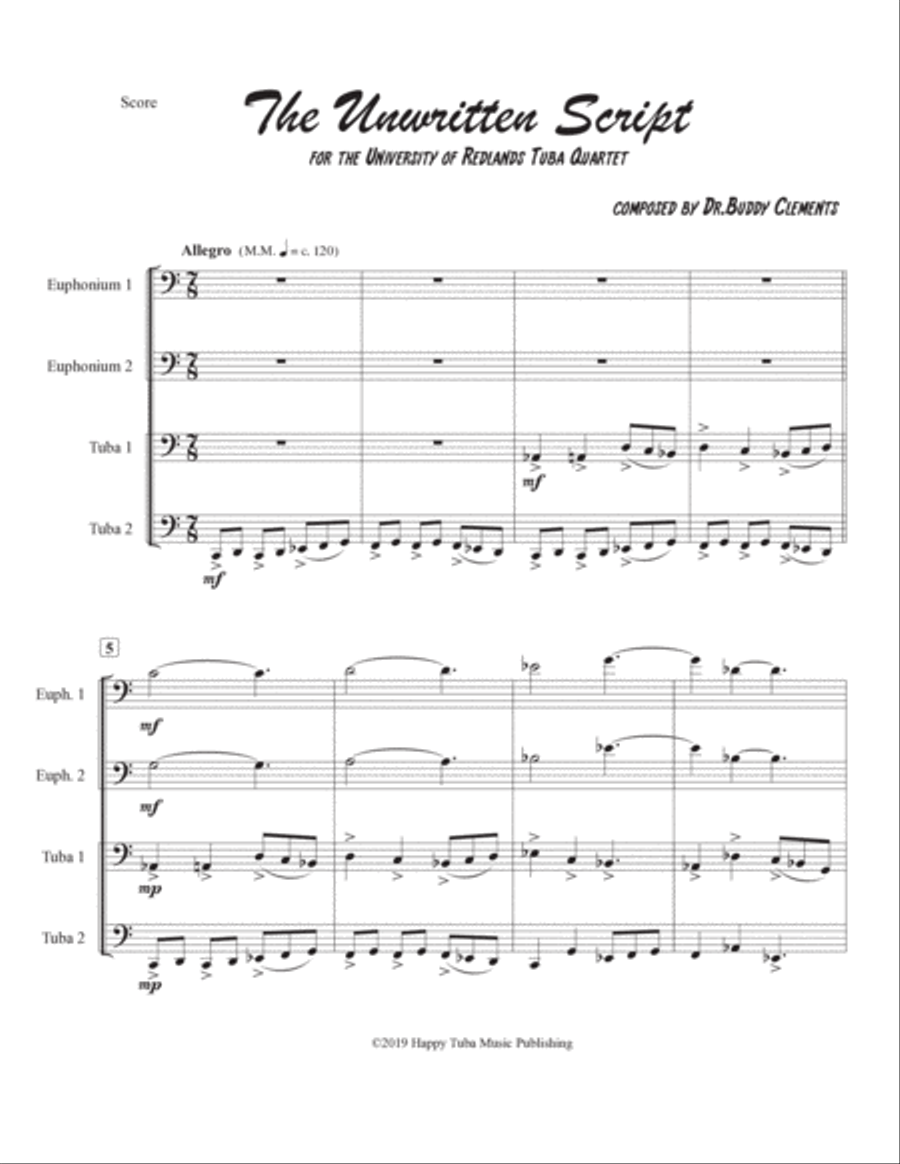 UNWRITTEN SCRIPT for Tuba Quartet Tuba Quartet scores gallery preview page 2