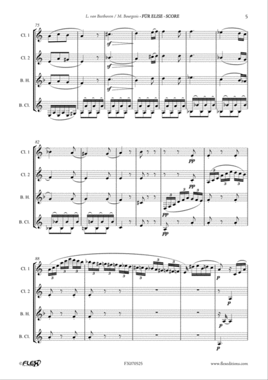Fur Elise Fur Elise Clarinet Quartet scores gallery preview page 6