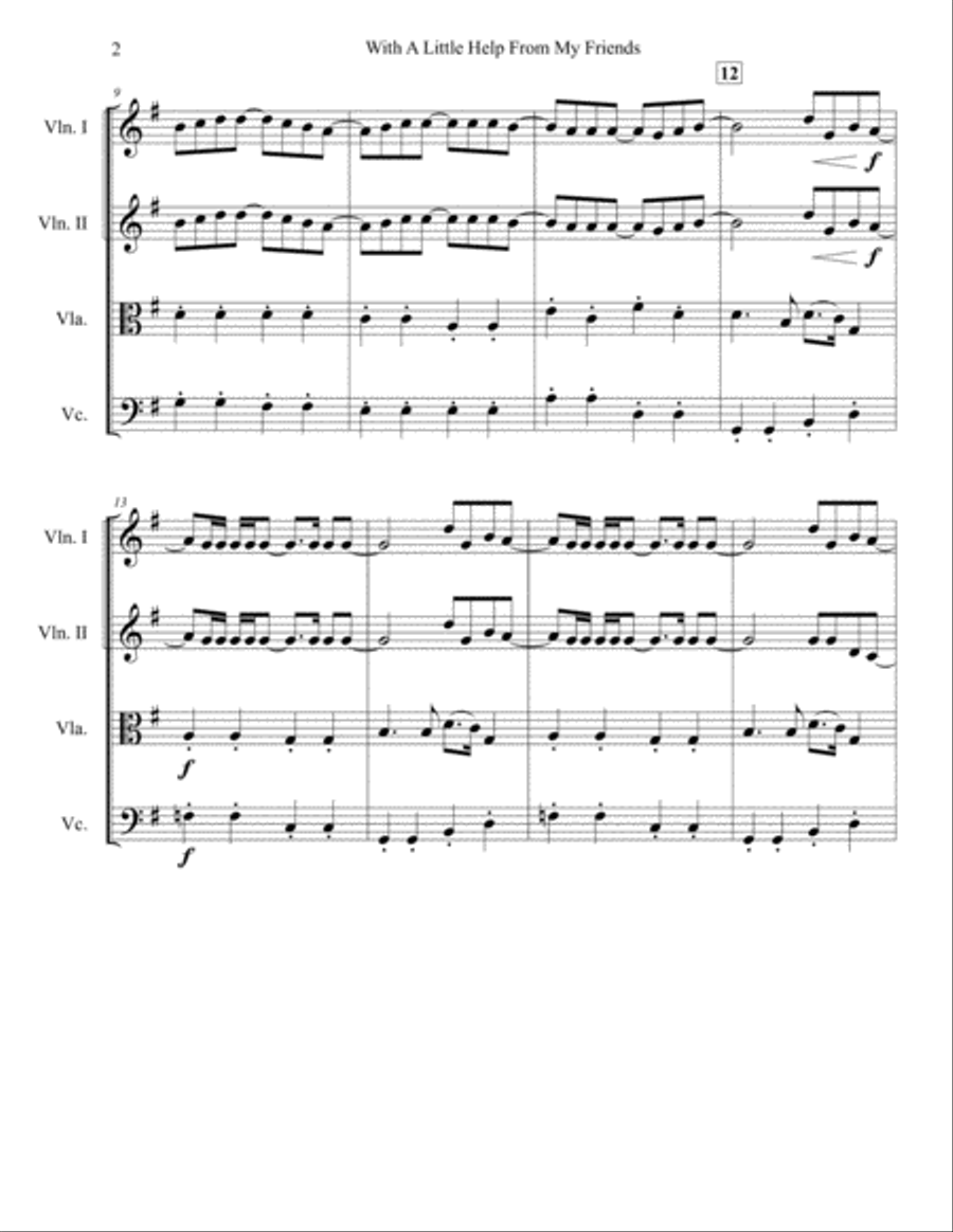 With A Little Help From My Friends String Quartet scores gallery preview page 2