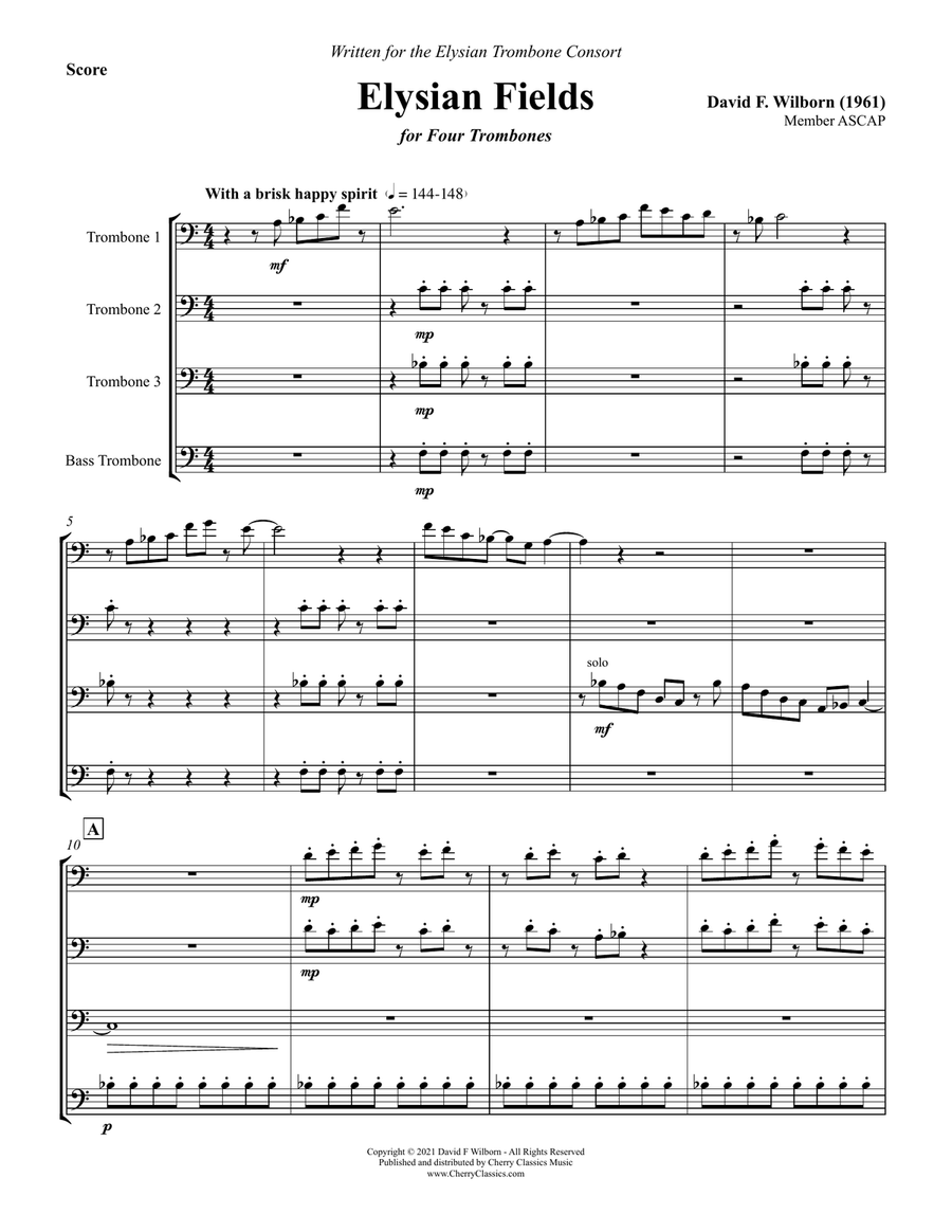 Elysian Fields for Trombone Quartet Brass Quartet scores gallery preview page 2