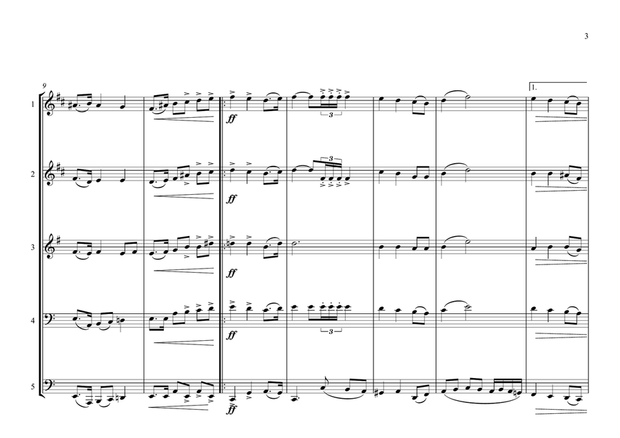 Bulgarian National Anthem (Mila Rodino) for Brass Quintet (World National Anthem Series) Brass Quintet scores gallery preview page 3