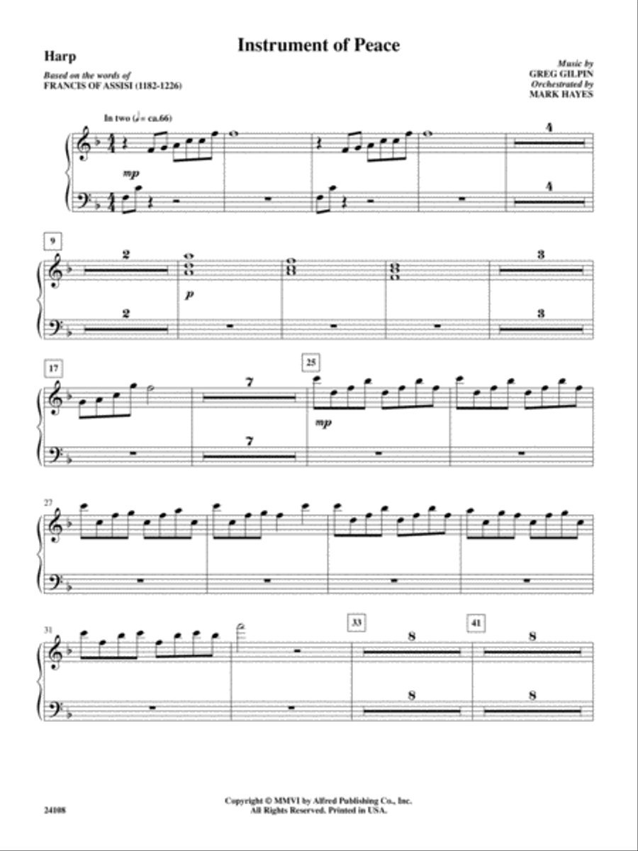 Instrument of Peace: Harp Harp scores gallery preview page 1