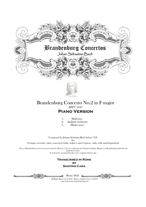 Book cover for Bach - Brandenburg Concerto No.2 in F major BWV 1047 - Piano Version