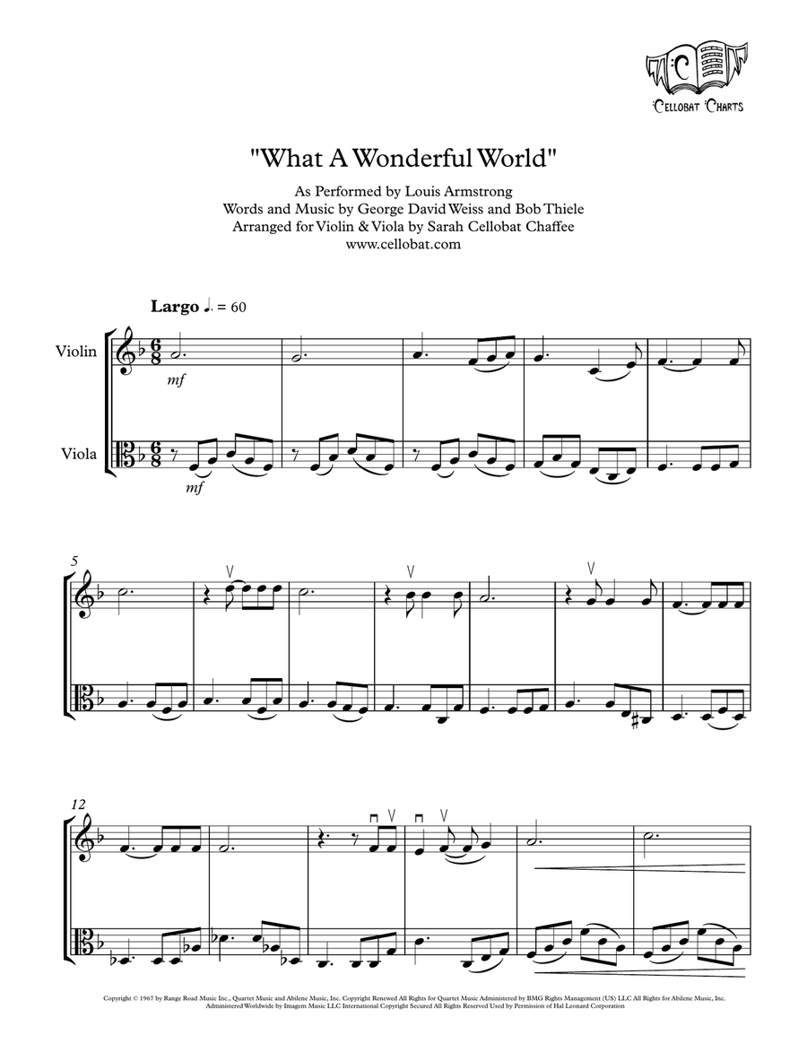 What A Wonderful World String Duet scores gallery preview page 1