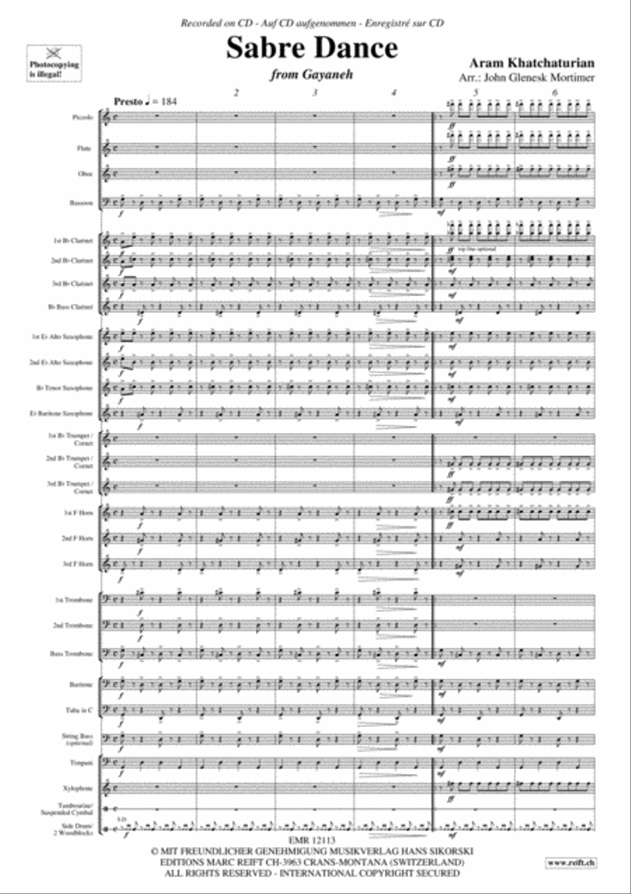 Sabre Dance Concert Band scores gallery preview page 4