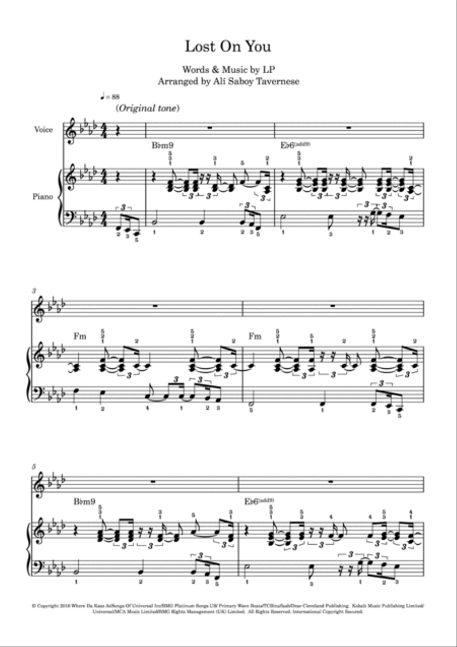 Lost On You Voice scores gallery preview page 2