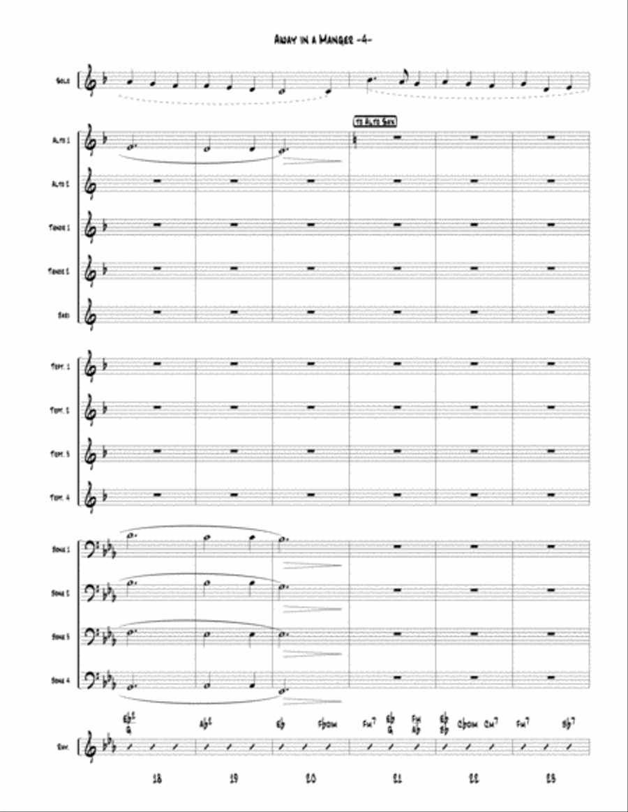 Away In a Manger for Little Big Band up to Full Big Band Jazz Ensemble scores gallery preview page 4