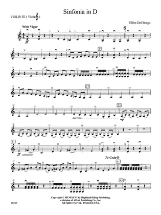 Sinfonia in D: 3rd Violin (Viola [TC])