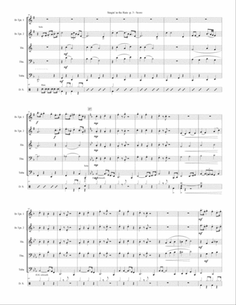 Singin' In The Rain Singin' In The Rain Brass Quintet scores gallery preview page 3