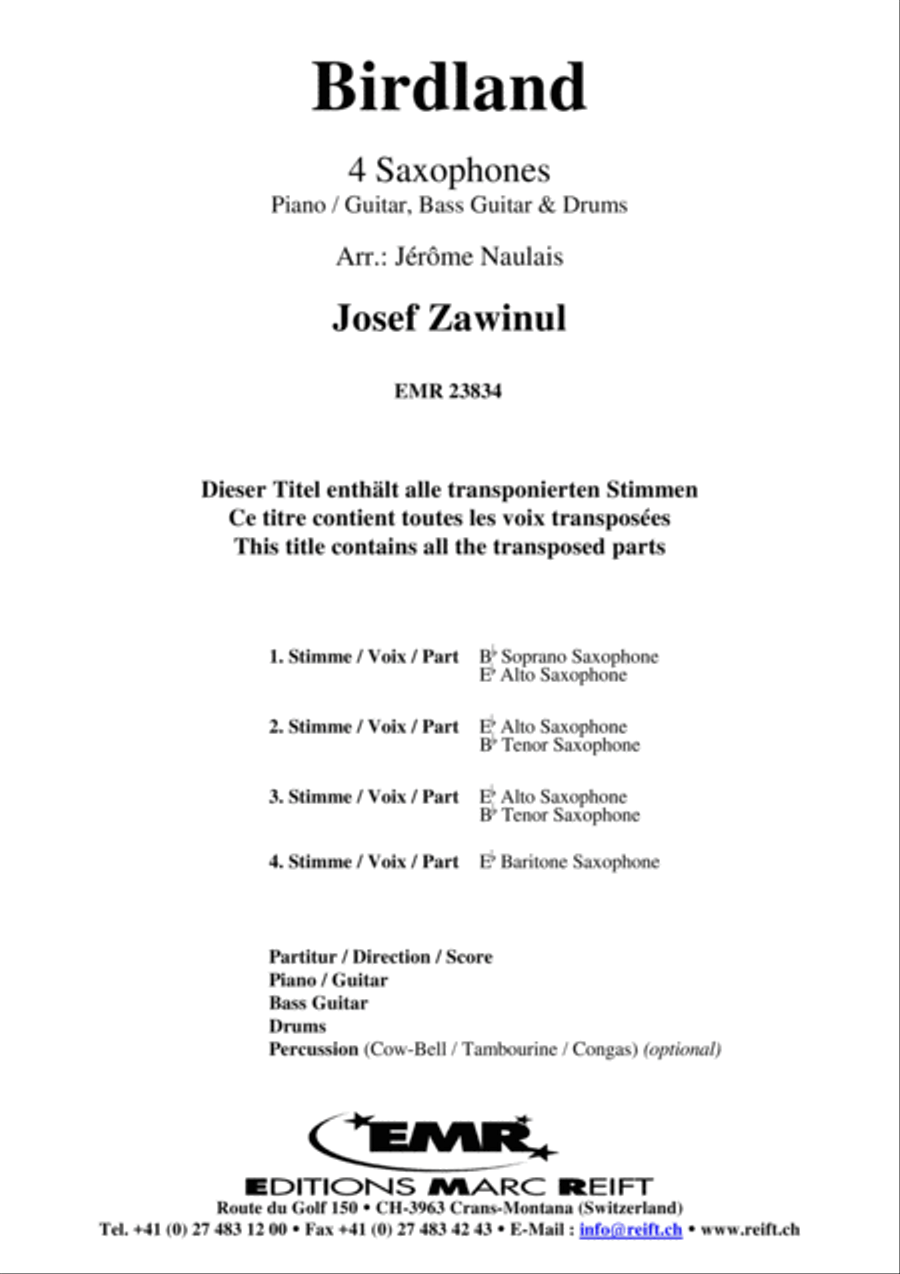 Birdland Birdland Saxophone Ensemble scores gallery preview page 2