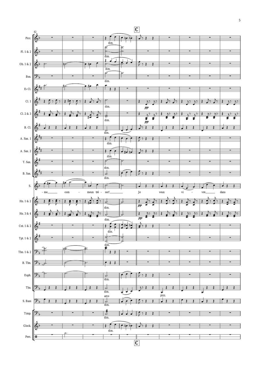 Ah! Je veux vivre (from Romeo and Juliet) arranged for soprano solo and concert band Concert Band scores gallery preview page 5