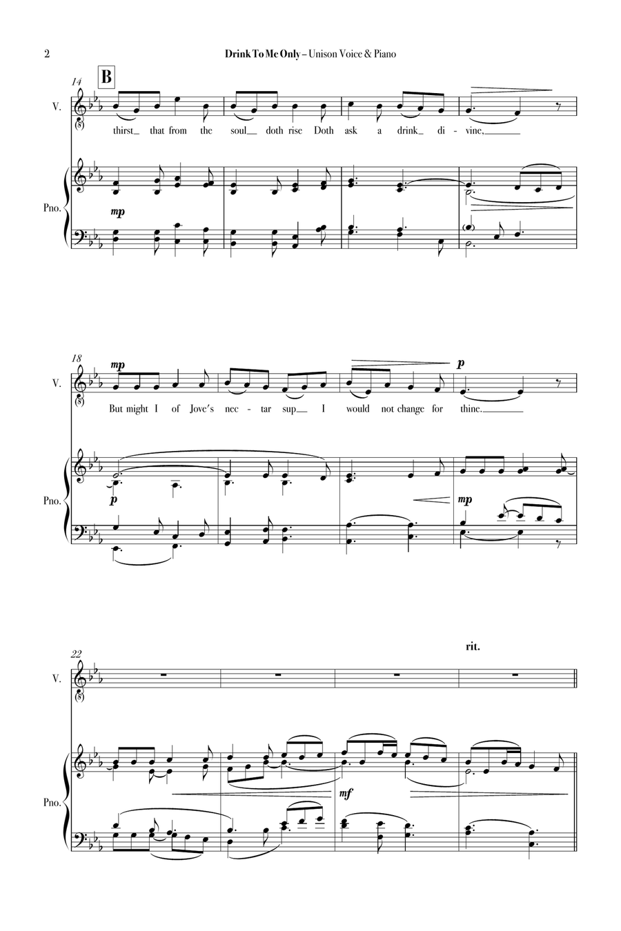 Drink To Me Only Drink To Me Only Unison Choir scores gallery preview page 4