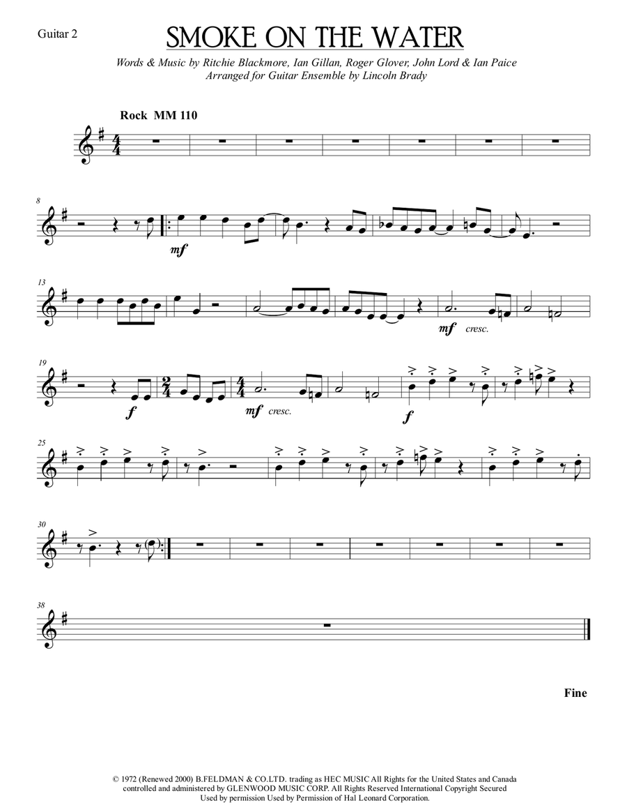 Smoke On The Water Guitar Ensemble scores gallery preview page 4