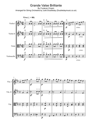 Book cover for Chopin: Grande Valse Brilliante for String Quartet - Score and Parts