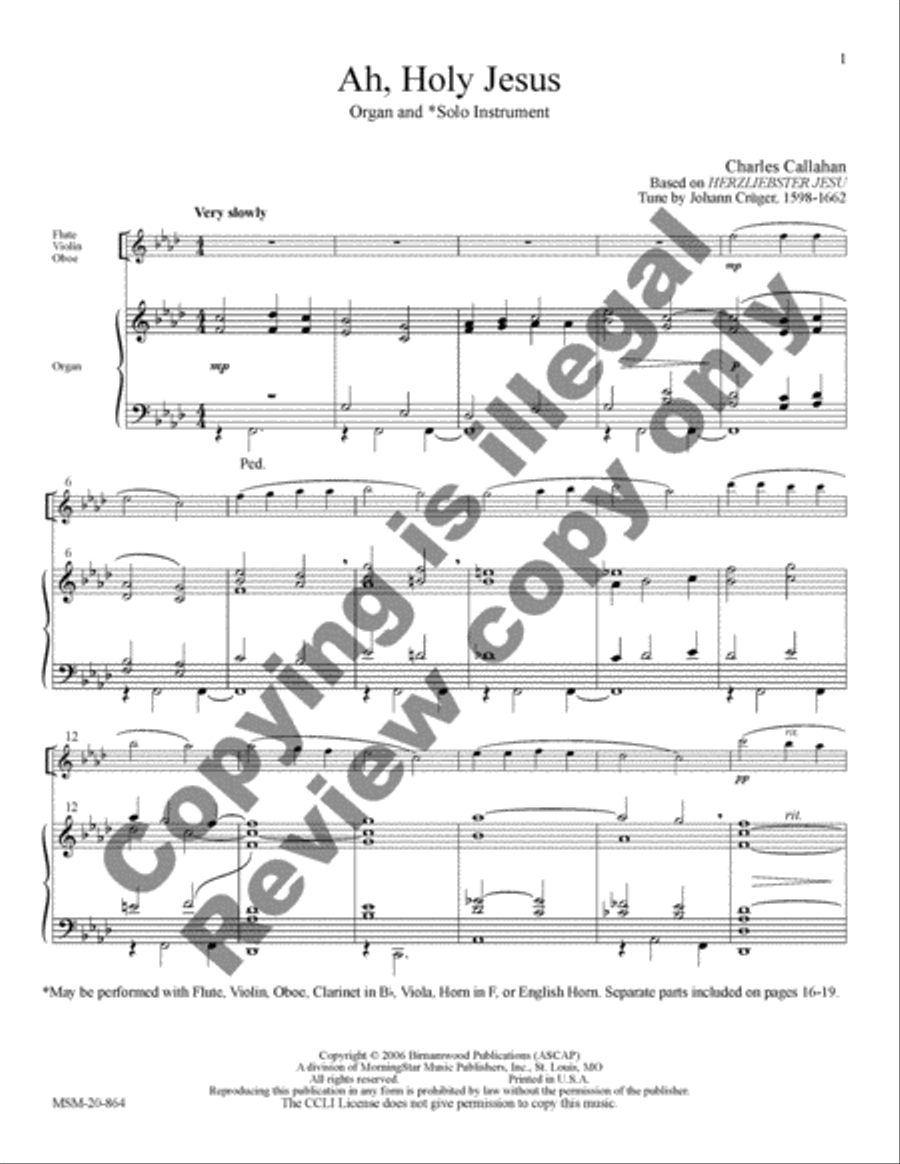 Four Chorale Meditations for Organ and Solo Instrument image number null