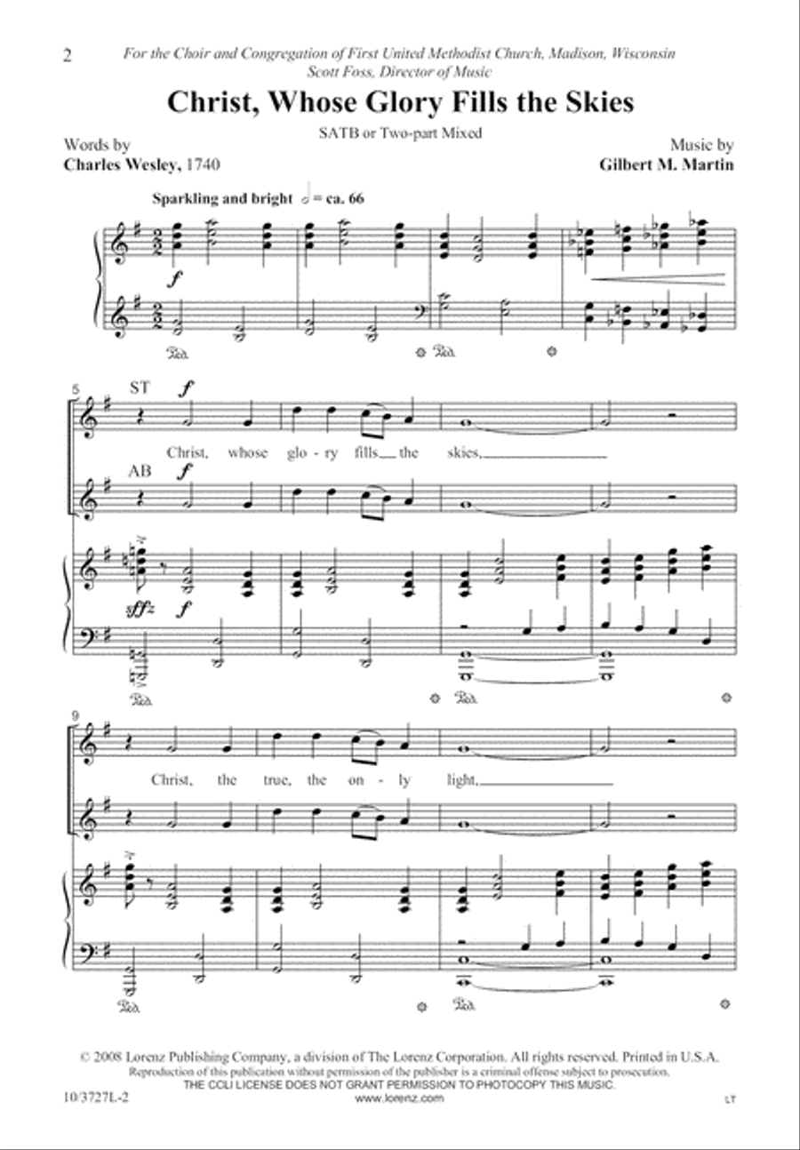 Christ, Whose Glory Fills the Skies 4-Part scores gallery preview page 3