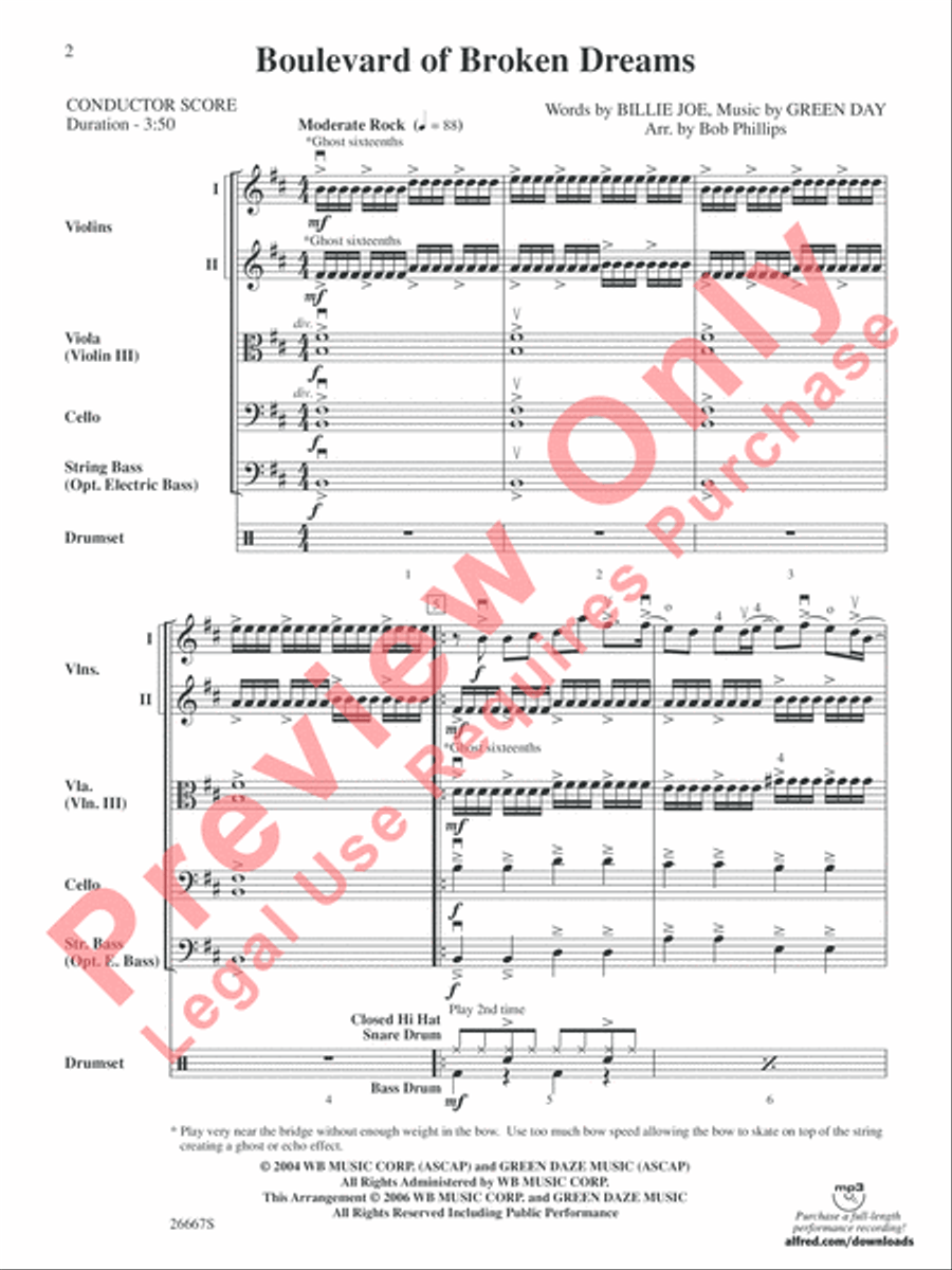 Boulevard of Broken Dreams String Orchestra scores gallery preview page 3