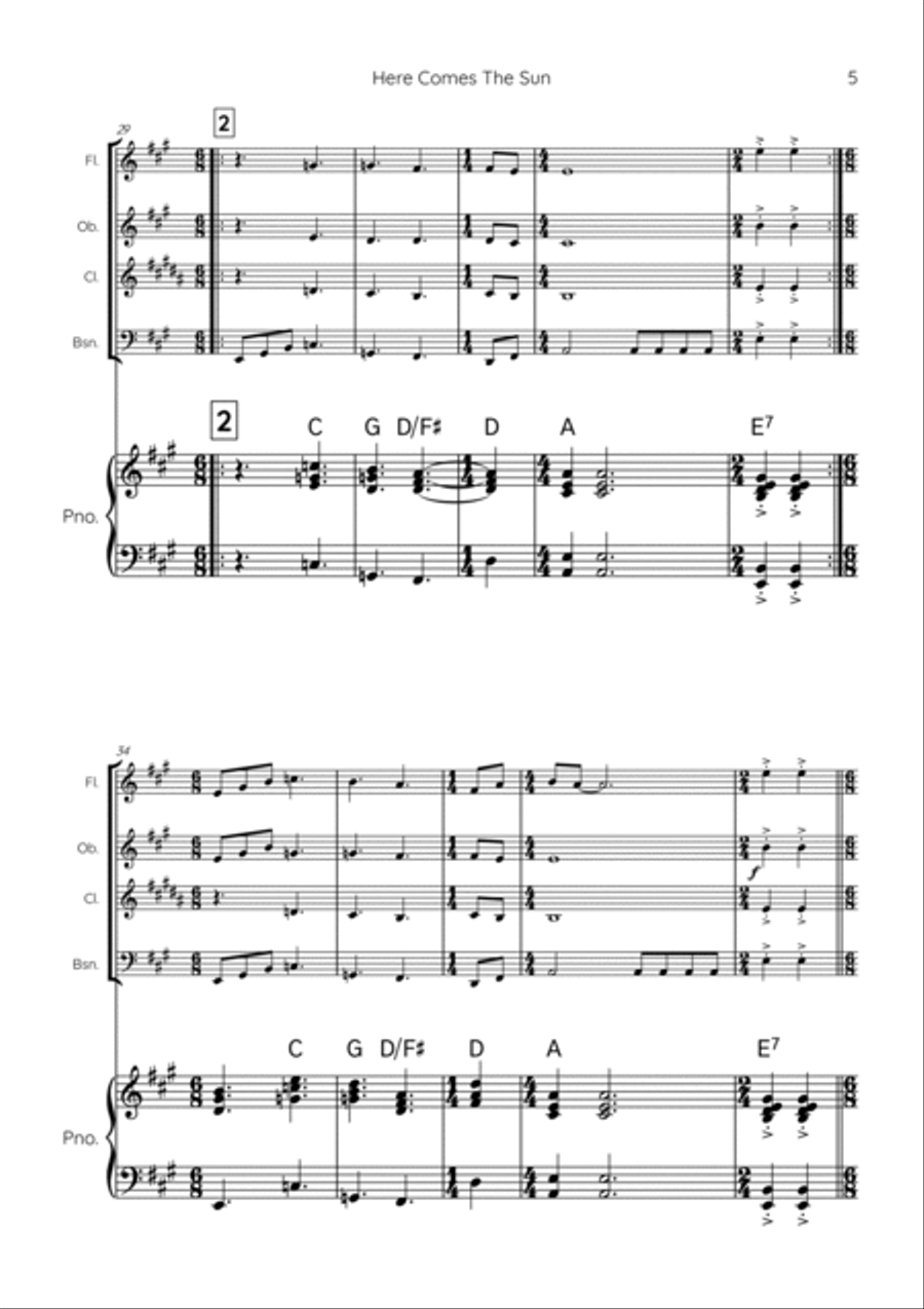 Here Comes The Sun Chamber Music scores gallery preview page 5