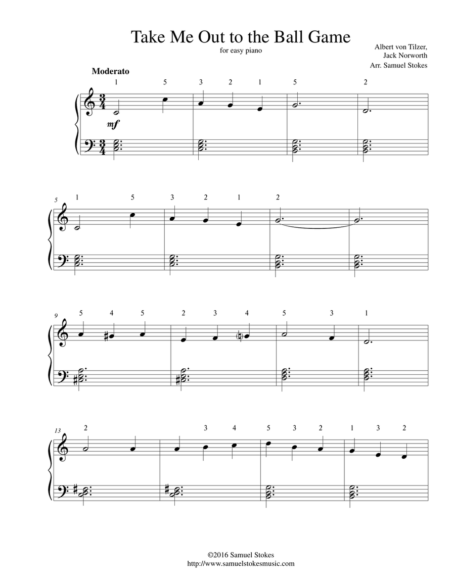 Take Me Out to the Ballgame - for easy piano Take Me Out to the Ballgame - for easy piano Piano Method scores gallery preview page 1