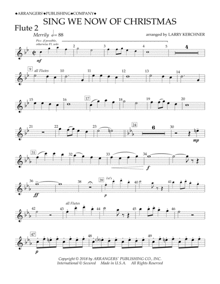 Sing We Now of Christmas (arr. Larry Kerchner) - Flute 2
