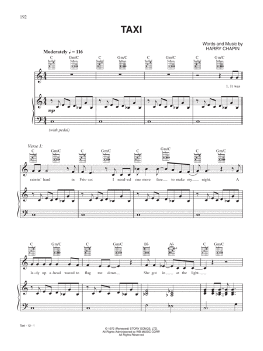 Taxi Piano, Vocal, Guitar scores gallery preview page 1