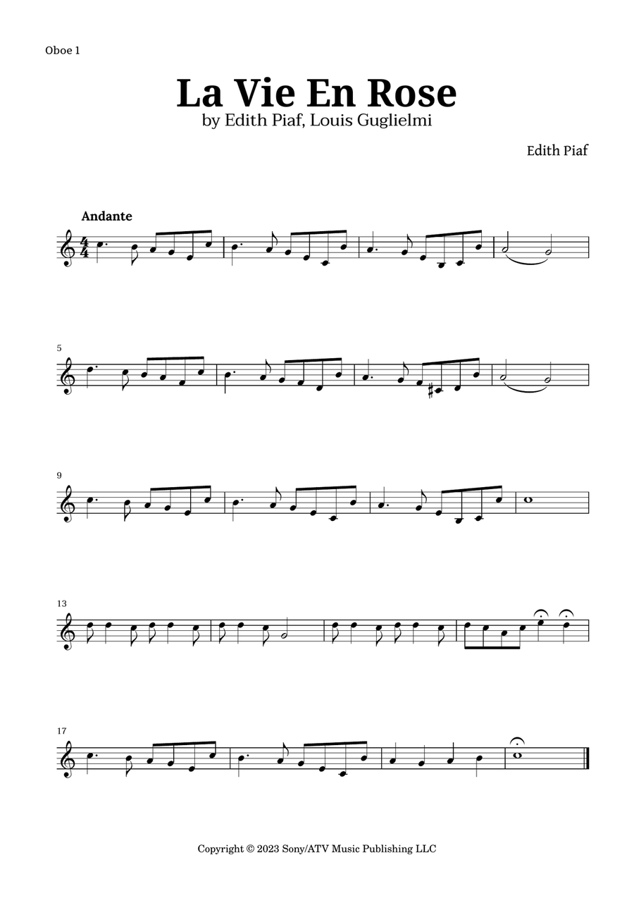 La Vie En Rose Woodwind Duet scores gallery preview page 2