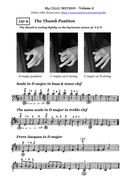 "My CELLO METHOD" Volume 6 - Comfort in the Thumb Position & Treble Clef