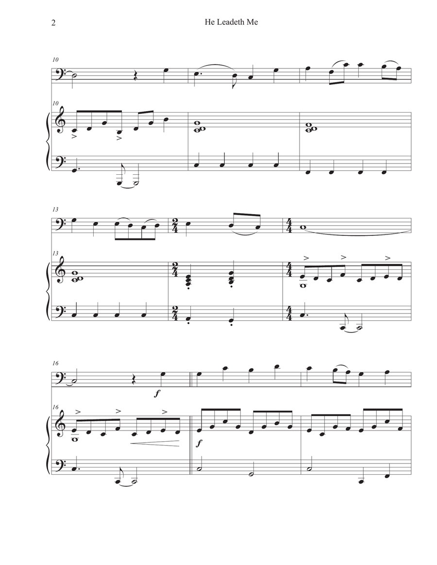 He Leadeth Me (Cello-Piano) Piano scores gallery preview page 2