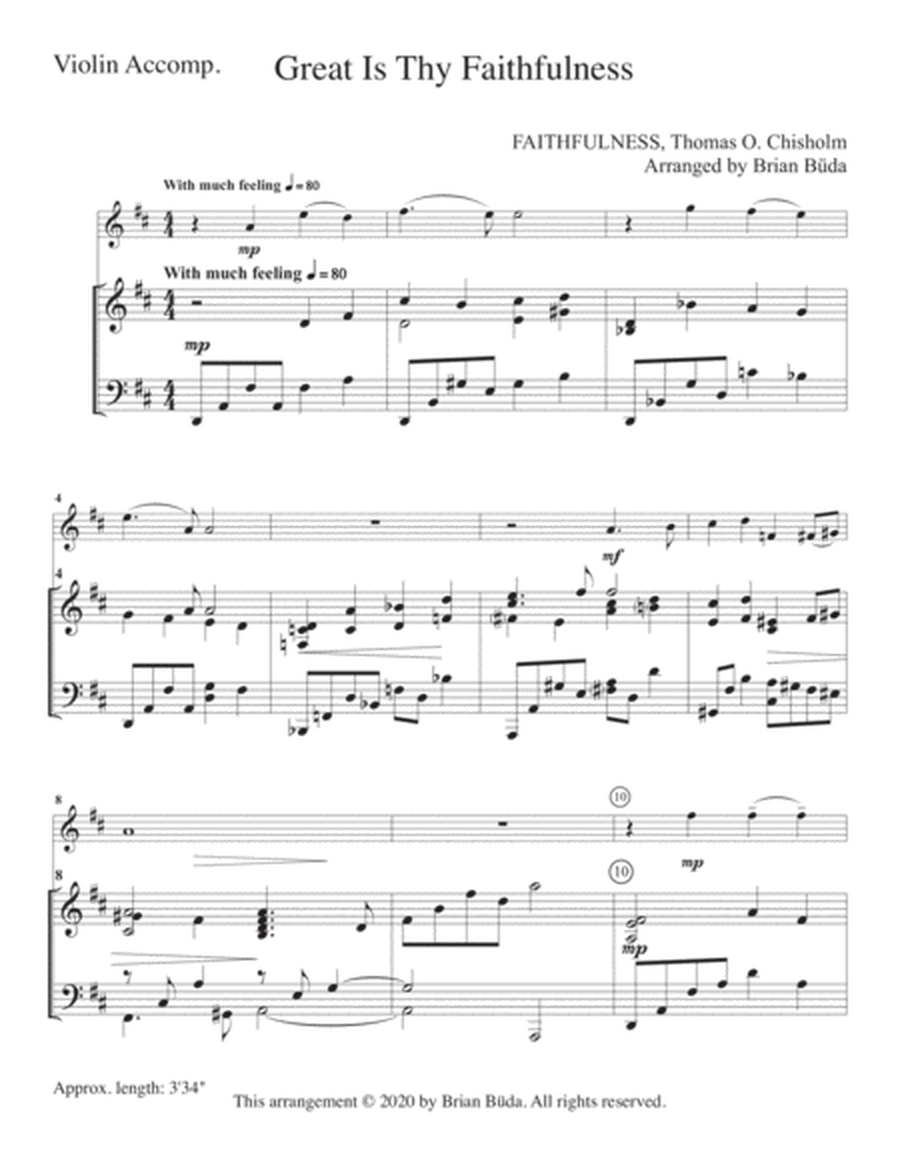 Great Is Thy Faithfulness - Solo Violin and piano image number null