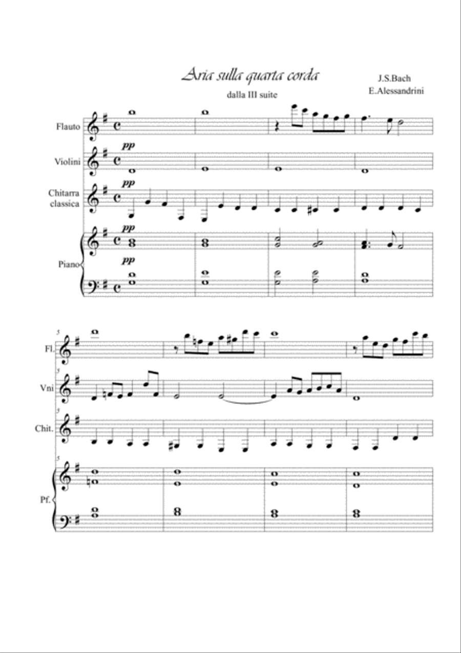 Aria sulla IV corda. Quartet Small Ensemble scores gallery preview page 1