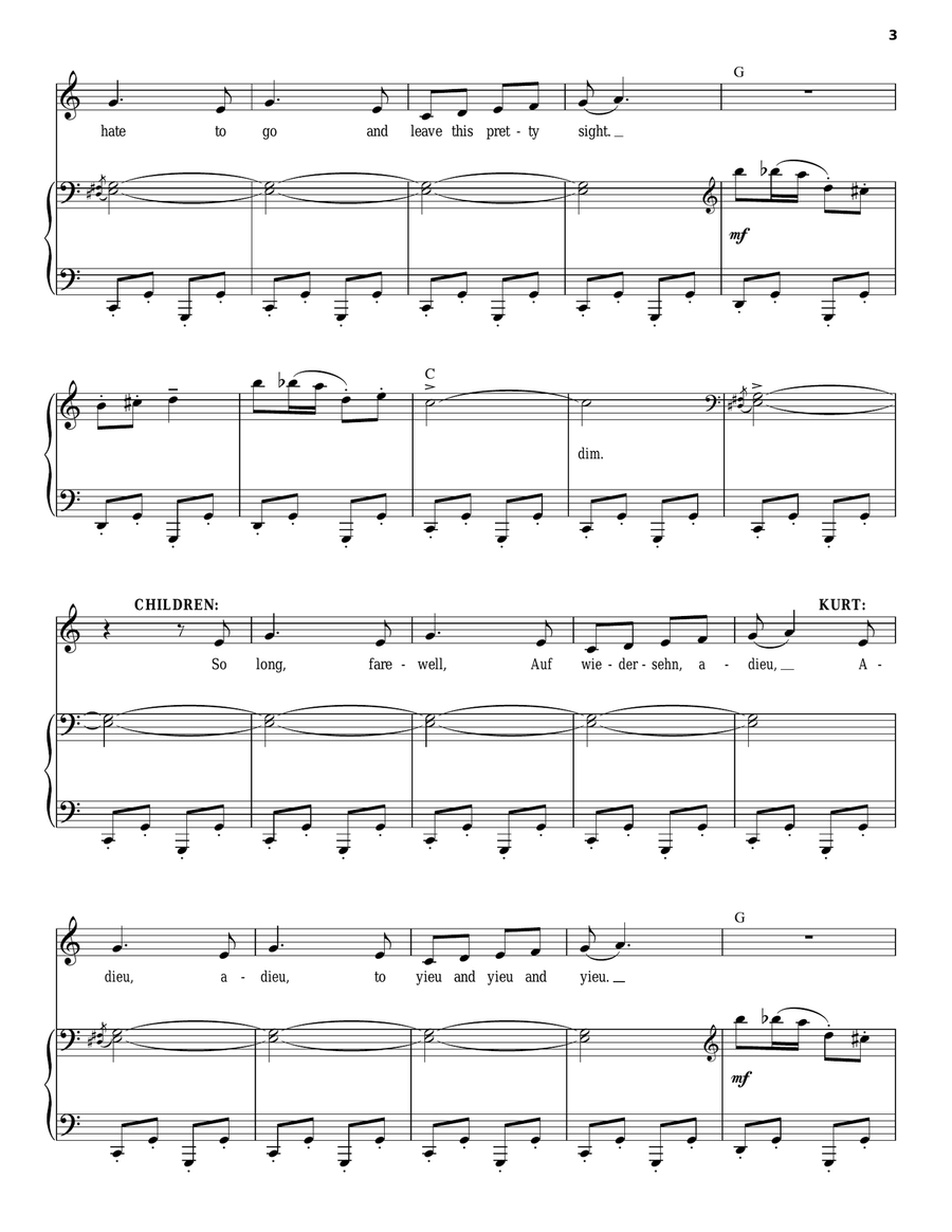 So Long, Farewell So Long, Farewell Piano, Vocal scores gallery preview page 3