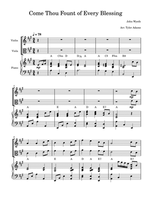 Come Thou Fount of Every Blessing (Violin and Viola Duet)